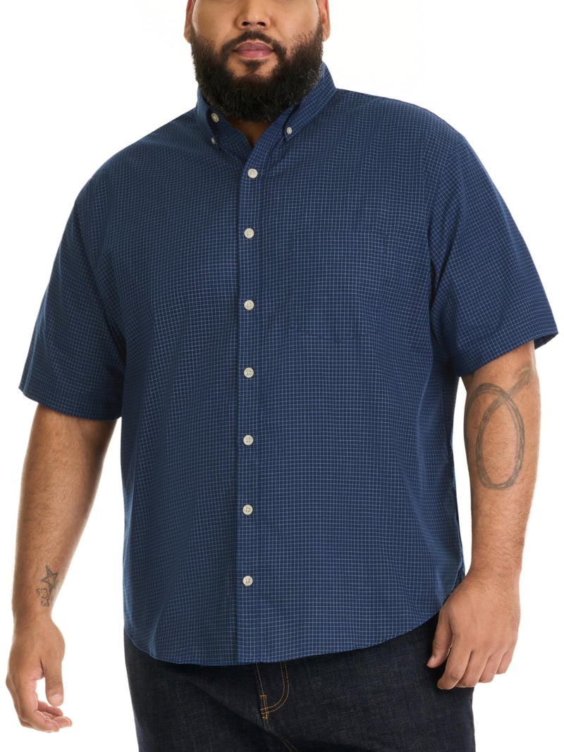 Van Heusen Men's big Big and Tall Wrinkle Free Short Sleeve Button Down Shirt Shirt, -carbon blue, 2X-Large - Image 1